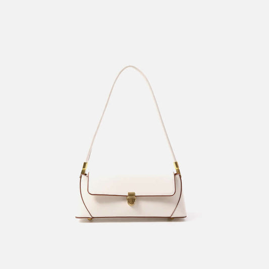 chic shoulder bag with a soft surface and secure lock closure, designed for style and functionality.