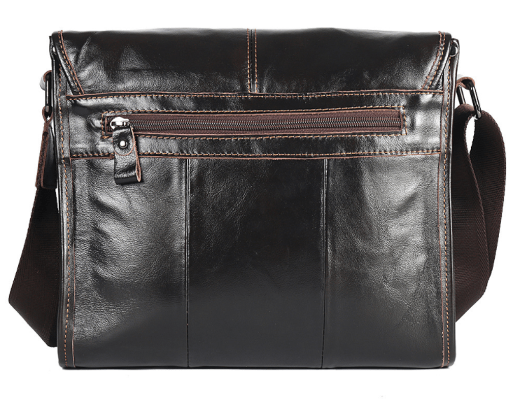 leather shoulder bag for men, stylish crossbody messenger bag with zipper.