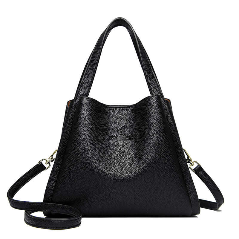 Stylish women's crossbody tote bag in black PU material with shoulder strap, perfect for daily use.