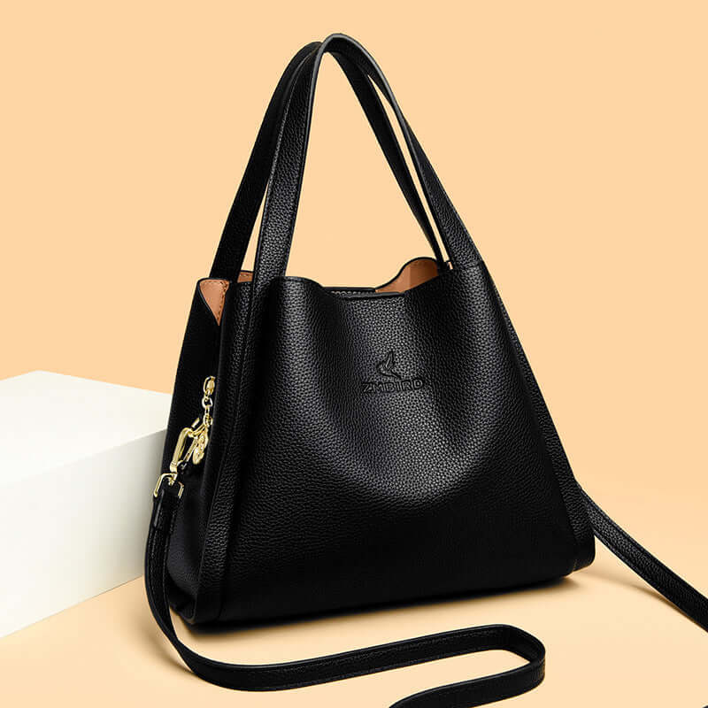 New Women's Tote Crossbody Shoulder Bag in stylish black PU material, perfect for daily use.