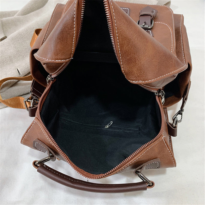 Trendy Vintage PU Leather Women's Backpack for Travel