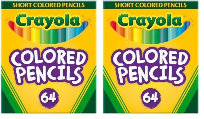 Crayola mini colored pencils for kids in a pack of 2, 64 count, vibrant art supplies for young artists.